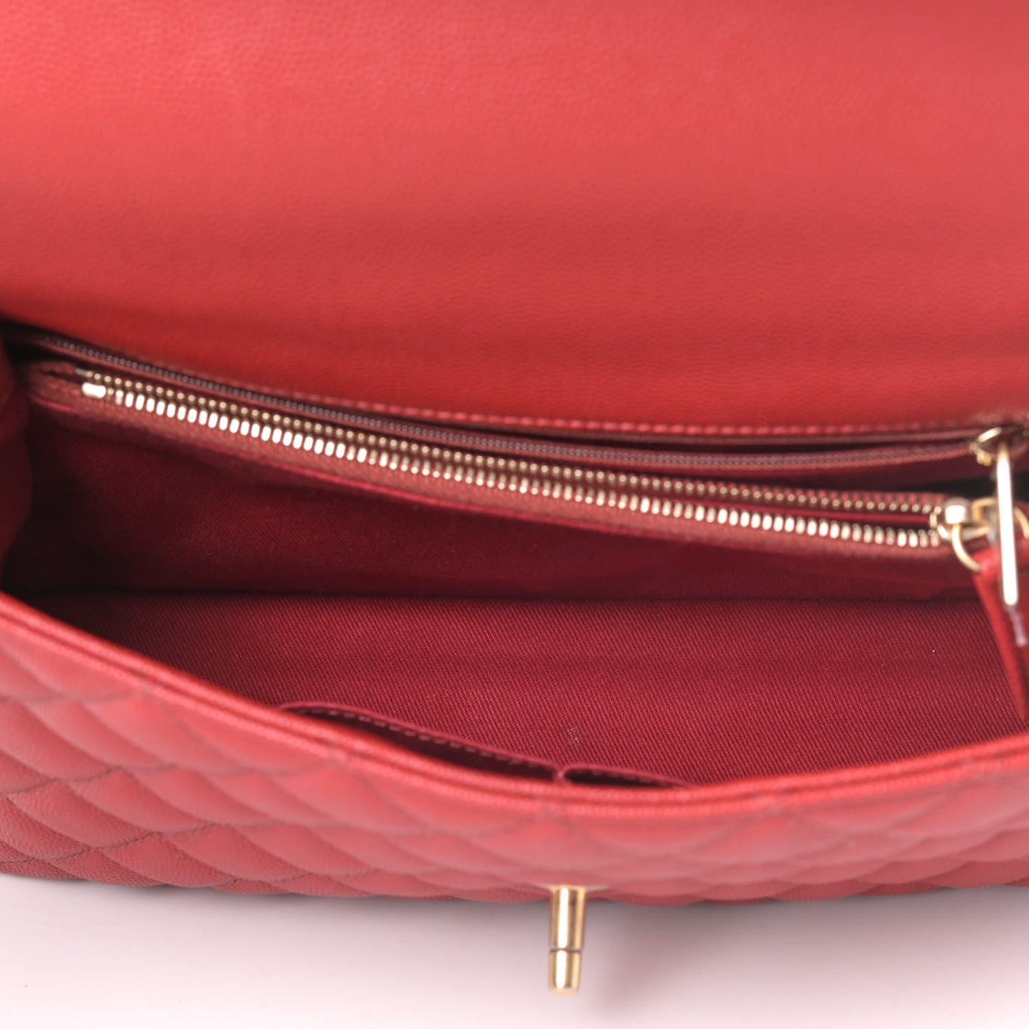 Chanel Caviar Quilted Small Coco Handle Flap Red 4 of 7