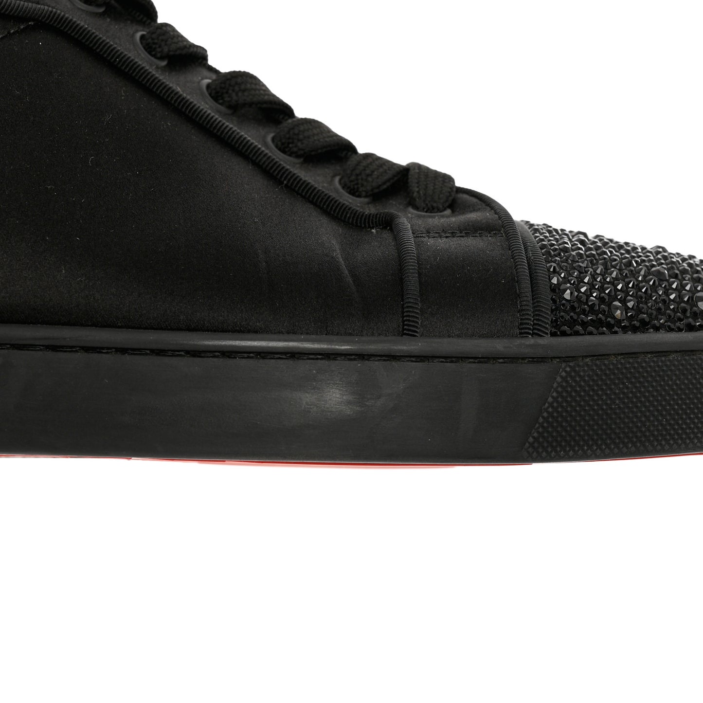 Satin Strass Louis Junior Flat Sneakers 43 Black