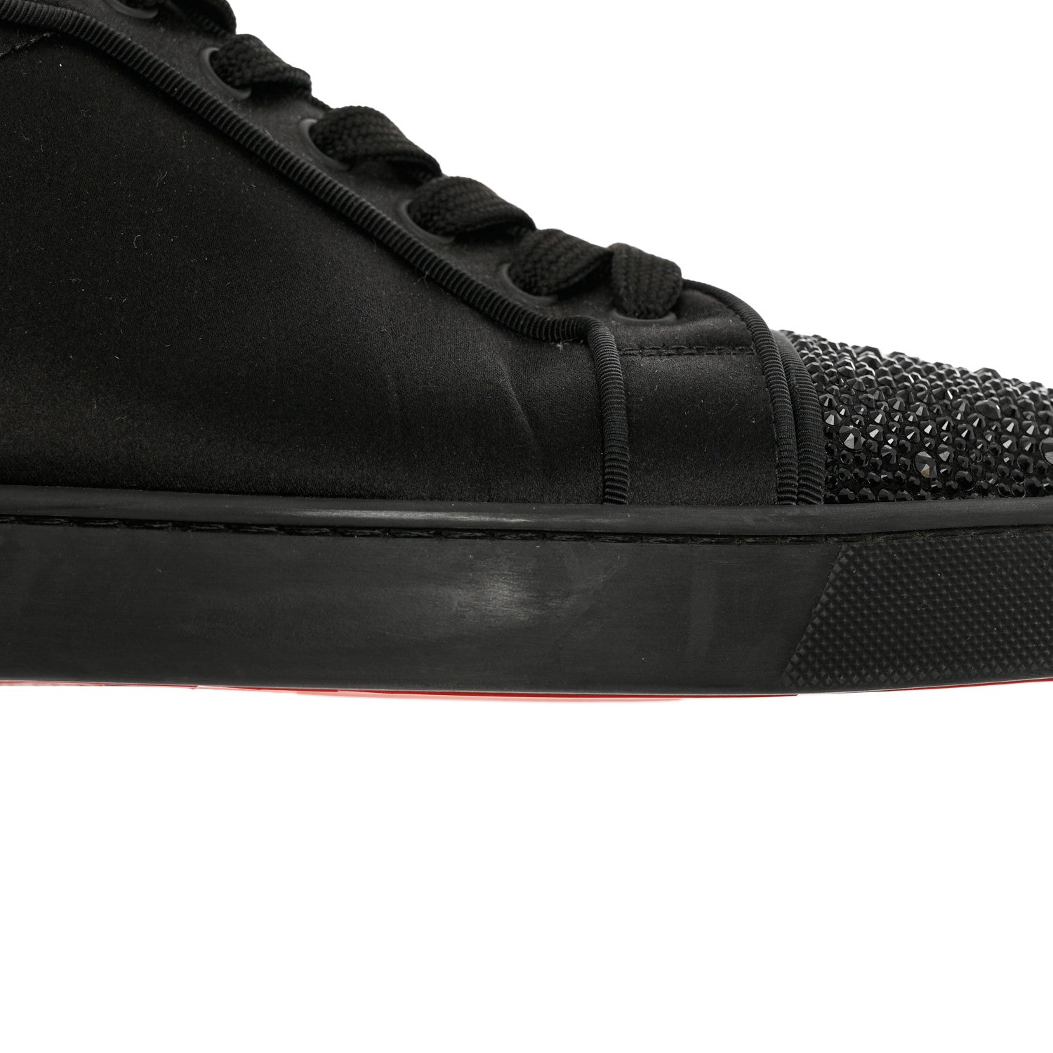 Christian Louboutin Satin Strass Louis Junior Flat Sneakers 43 Black 8 of 12