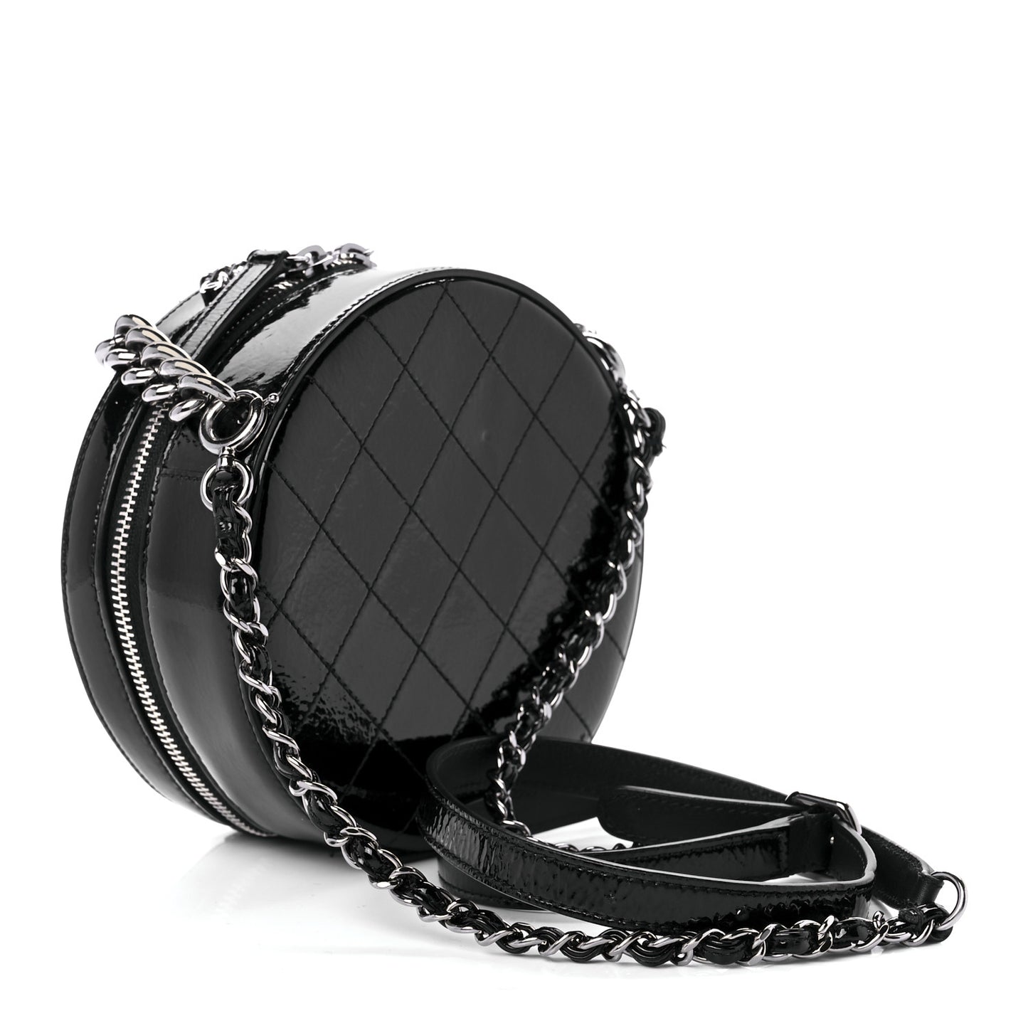 Patent Round As Earth Evening Bag Black