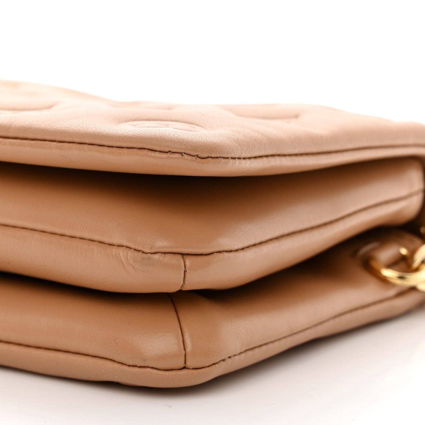 Lambskin Embossed Monogram Pochette Coussin Camel