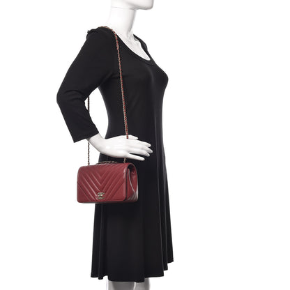 Chanel Calfskin Chevron Quilted Mini Statement Flap Burgundy 2 of 9