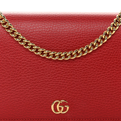 Gucci Dollar Calfskin Mini GG Marmont Chain Wallet Hibiscus Red 8 of 10