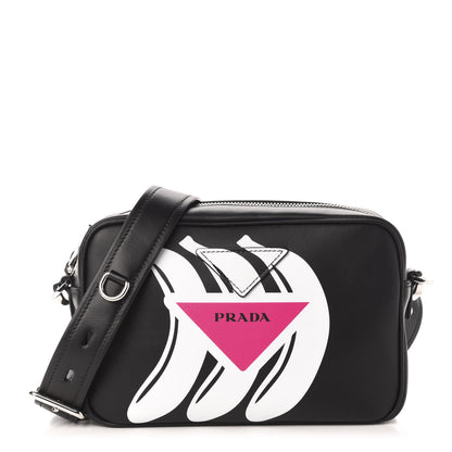 Prada City Calf Banana Print Camera Bag Black Fuchsia 1 of 10