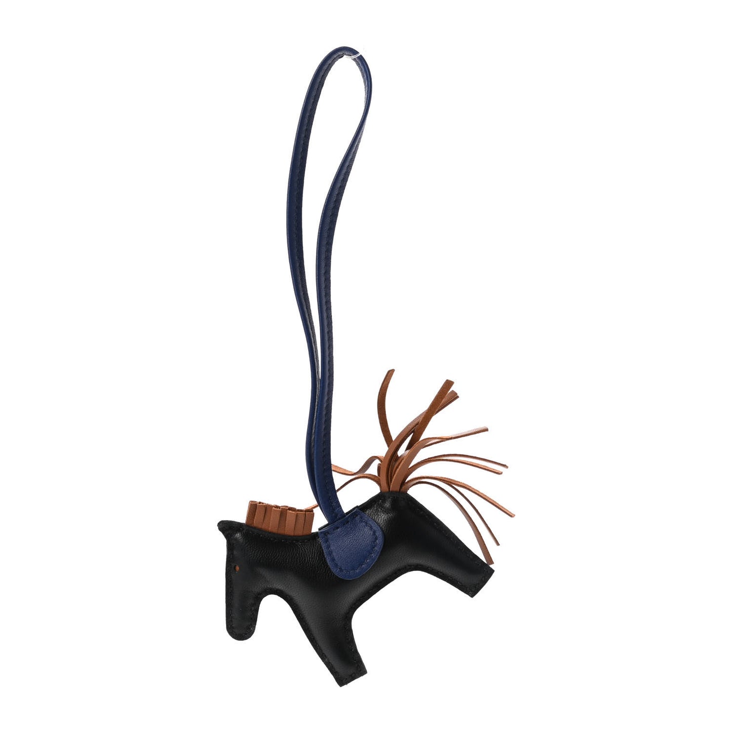 Milo Lambskin Grigri Rodeo Horse Bag Charm PM Black Bleu Saphir Gold