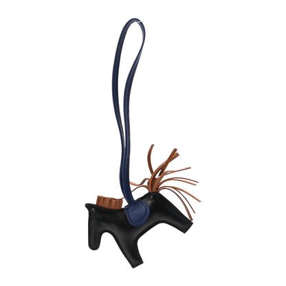 Hermes Milo Lambskin Grigri Rodeo Horse Bag Charm PM Black Bleu Saphir Gold 1 of 4