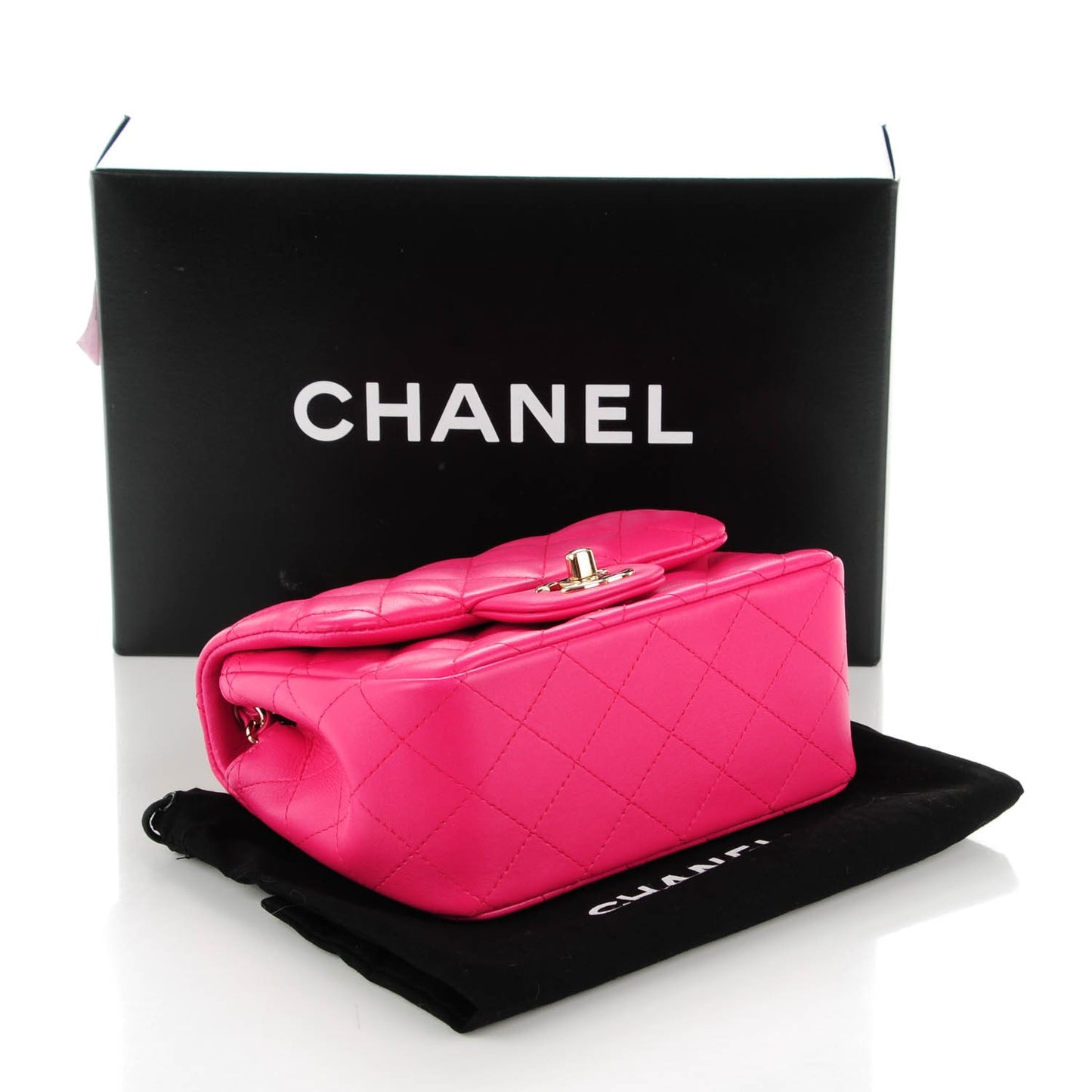 Lambskin Quilted Mini Square Flap Fuchsia