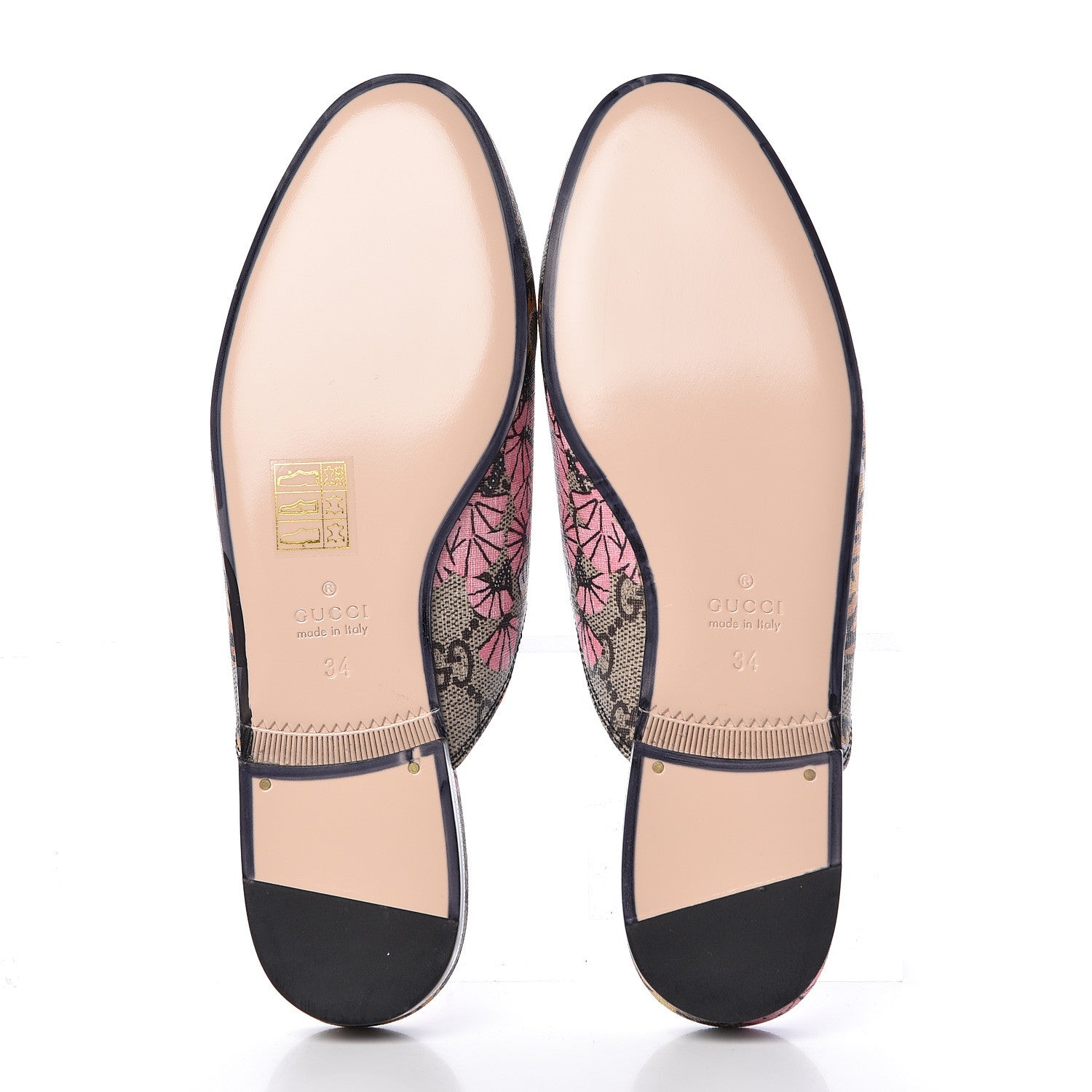 Gucci GG Supreme Monogram Bengal Womens Princetown Slippers 34 Beige Crop Pink 5 of 9