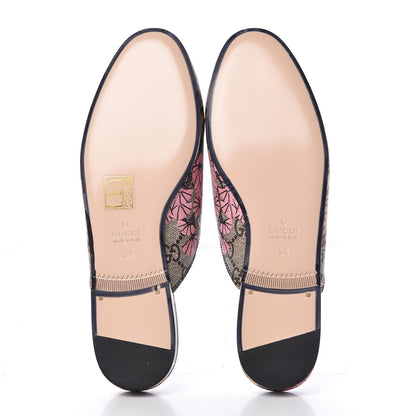 Gucci GG Supreme Monogram Bengal Womens Princetown Slippers 34 Beige Crop Pink 5 of 9