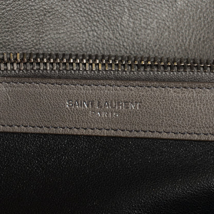 Saint Laurent Grain De Poudre Matelasse Chevron Large Satchel Grey 7 of 10
