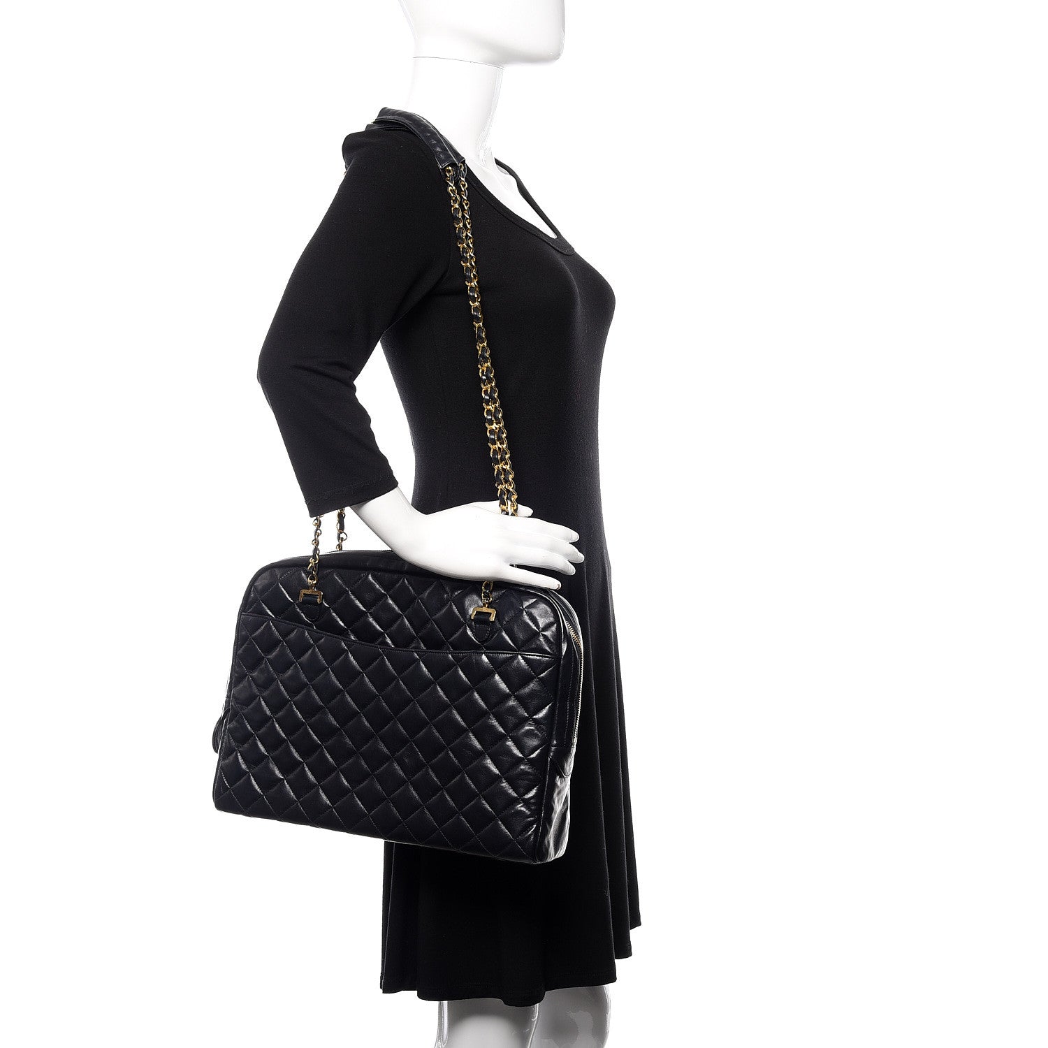 Chanel Lambskin Quilted Shoulder Bag Navy Blue 2 of 11