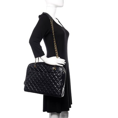Chanel Lambskin Quilted Shoulder Bag Navy Blue 2 of 11