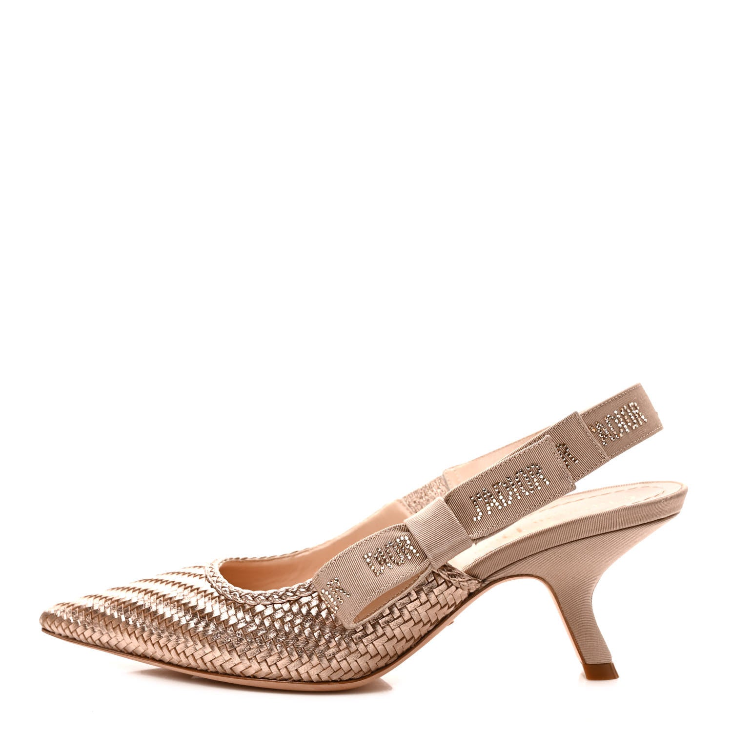 Christian Dior Laminated Calfskin Ribbon Crystal Woven J'Adior Slingback 65mm Pumps 36.5 Copper 1 of 8