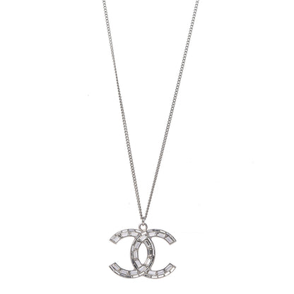 Chanel Baguette Crystal Large CC Necklace Silver 1 of 6