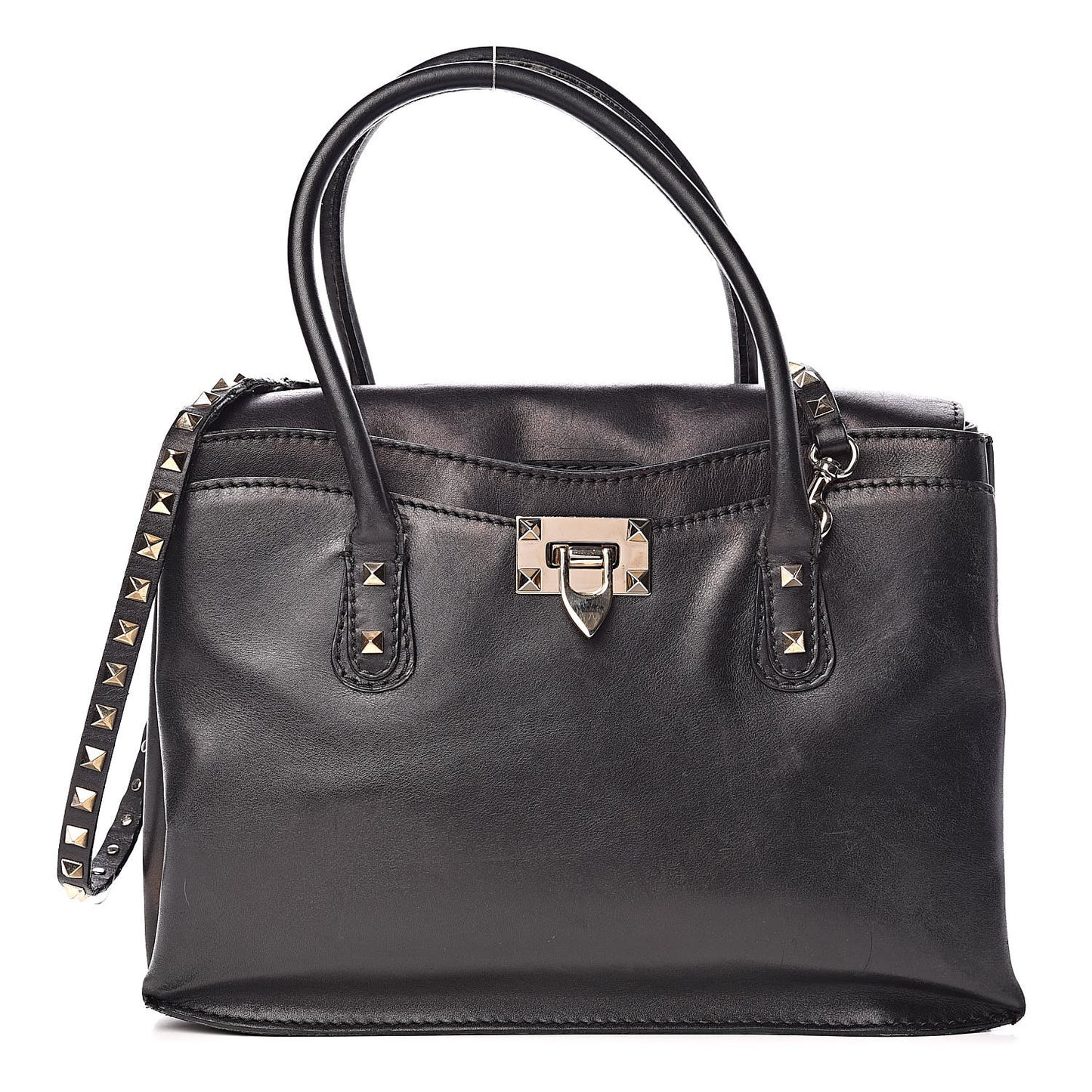 Vitello Rockstud Accordion Satchel Black