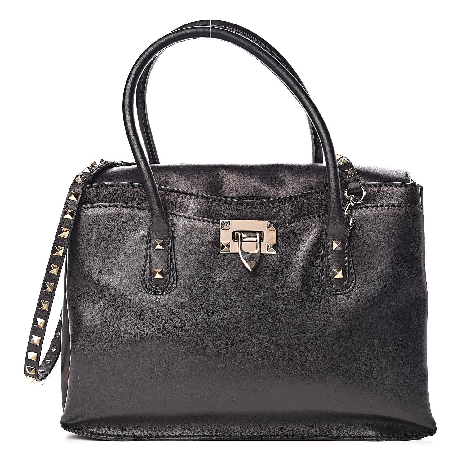 Valentino Garavani Vitello Rockstud Accordion Satchel Black 1 of 22
