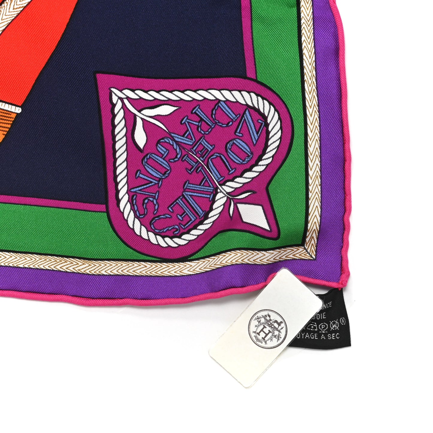 Silk Twill Zouaves Et Dragons Scarf 90 Rose Vif Rouge Violet