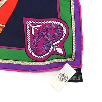 Hermes Silk Twill Zouaves Et Dragons Scarf 90 Rose Vif Rouge Violet 6 of 6