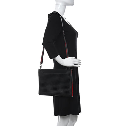 Christian Louboutin Calfskin Studded Skypouch Crossbody Clutch Black 2 of 9