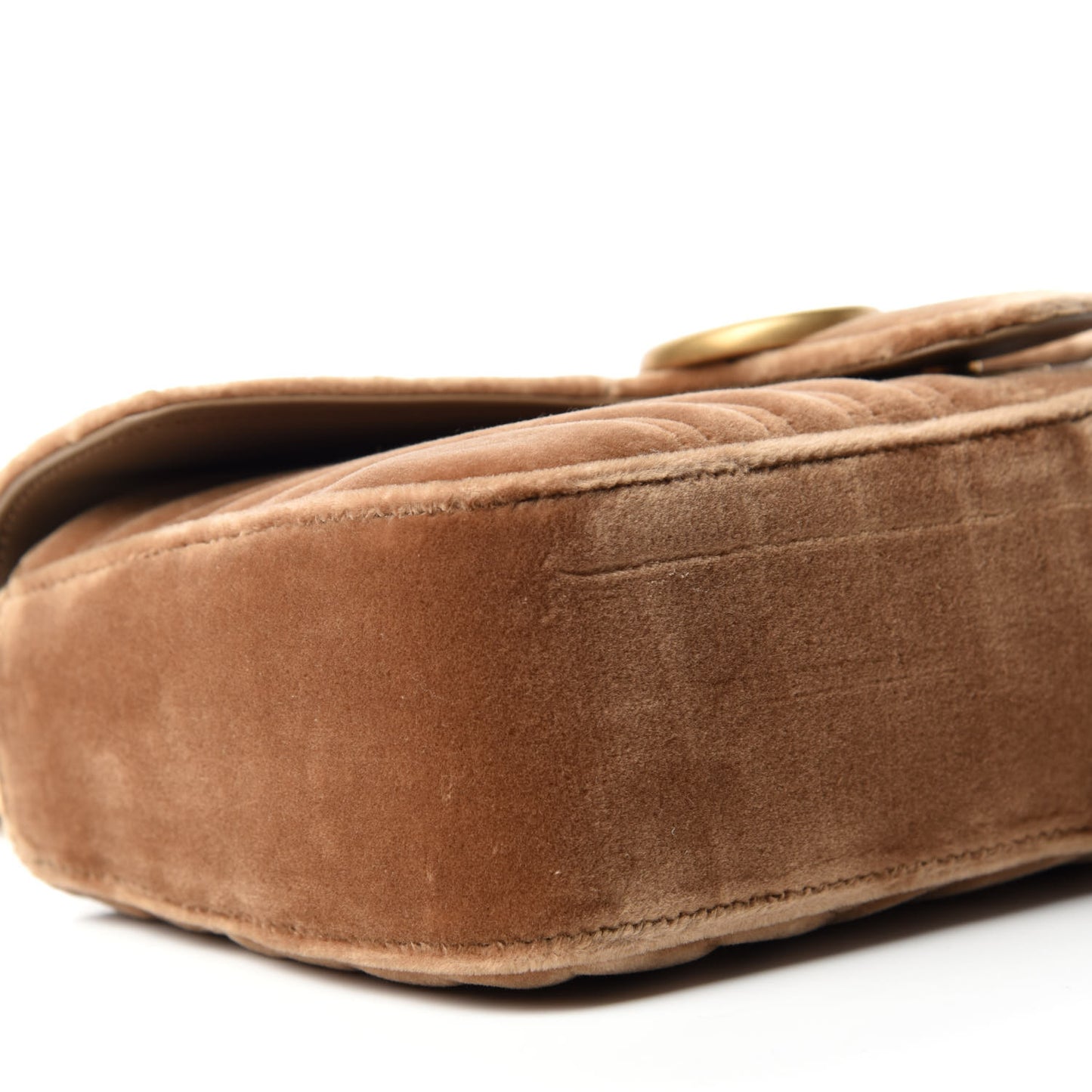 Velvet Matelasse Small GG Marmont Shoulder Bag Taupe