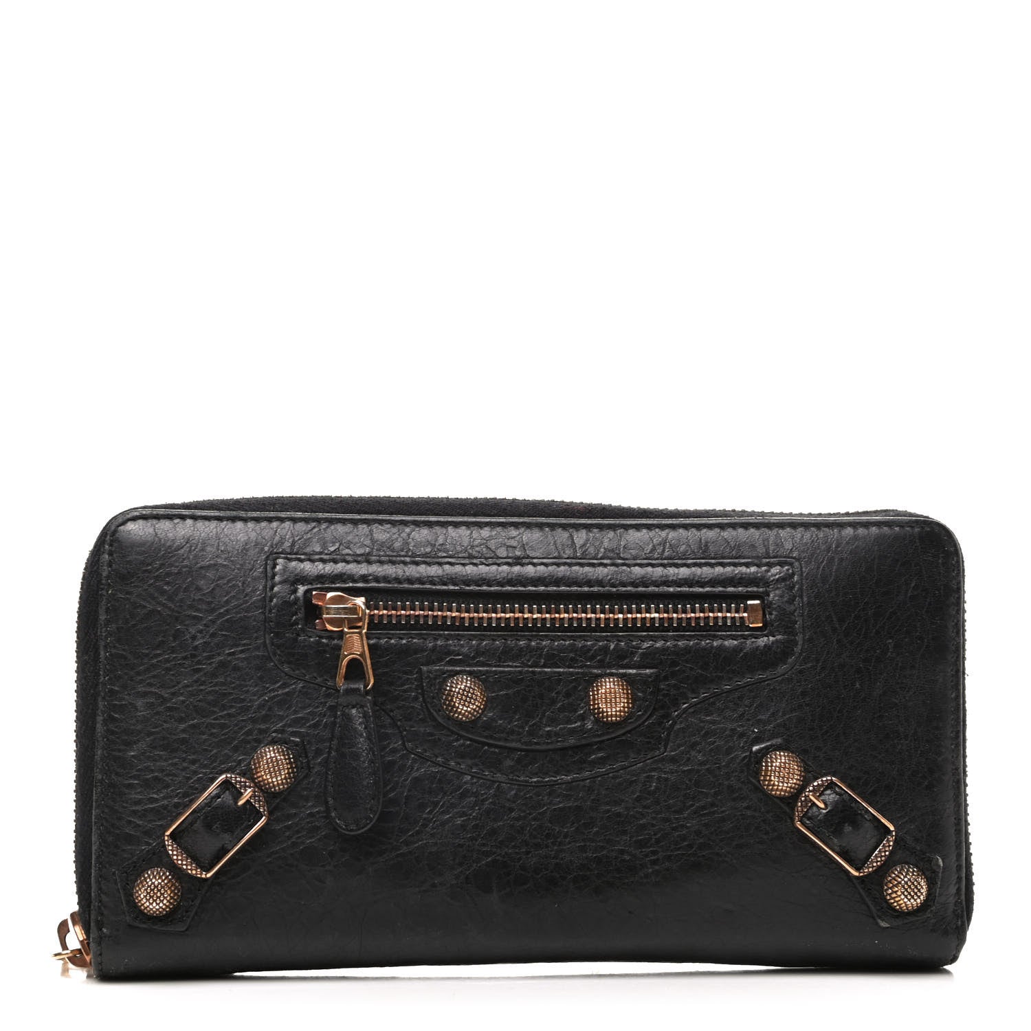 Balenciaga Agneau Giant 12 Rose Gold Hardware Continental Zip Around Wallet Black 1 of 8