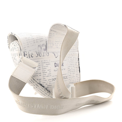 Christian Dior X DANIEL ARSHAM Grained Calfskin Newspaper Print Saddle Bag White 3 of 19