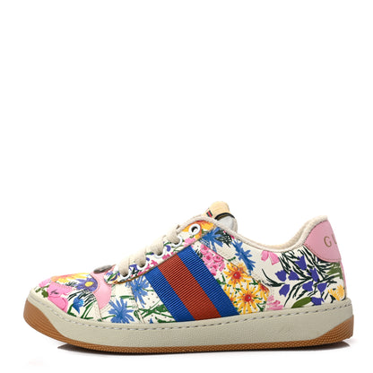 Gucci X KEN SCOTT Calfskin Floral Womens Screener Sneakers 35 Ivory Pink Mystic White 1 of 8