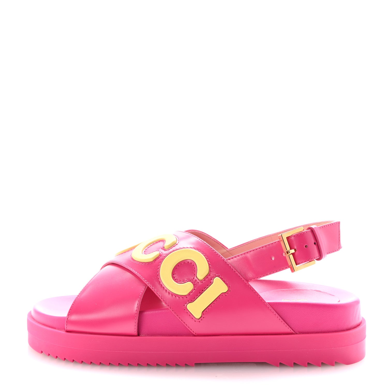 Gucci Calfskin Elizabeth Nappa Charlotte Logo Slingback Sandals 36 Fancy Fuchsia 1 of 9
