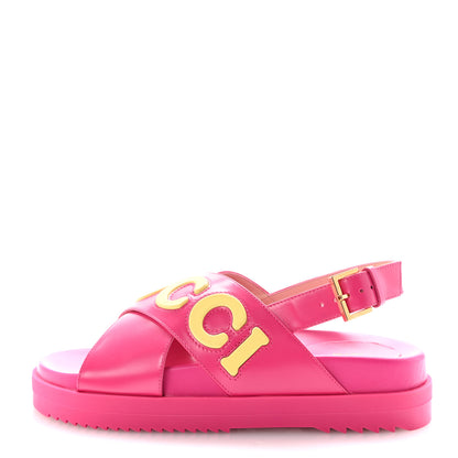 Gucci Calfskin Elizabeth Nappa Charlotte Logo Slingback Sandals 36 Fancy Fuchsia 1 of 9