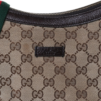 Gucci Monogram Web Medium Half Moon Hobo Dark Brown 13 of 20