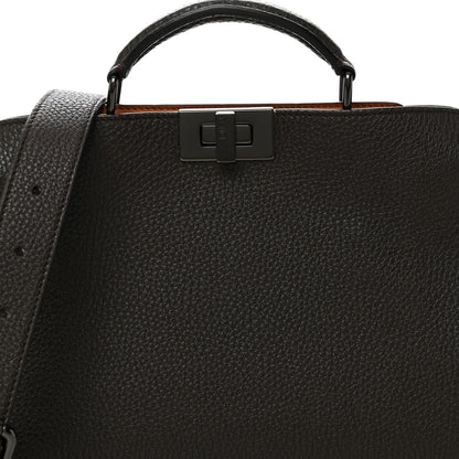 Fendi Cuoio Romano Vitello Cover Glazed Fabric Bi-Color FF 1974 Mini Peekaboo I SEE U Satchel Brown 8 of 10