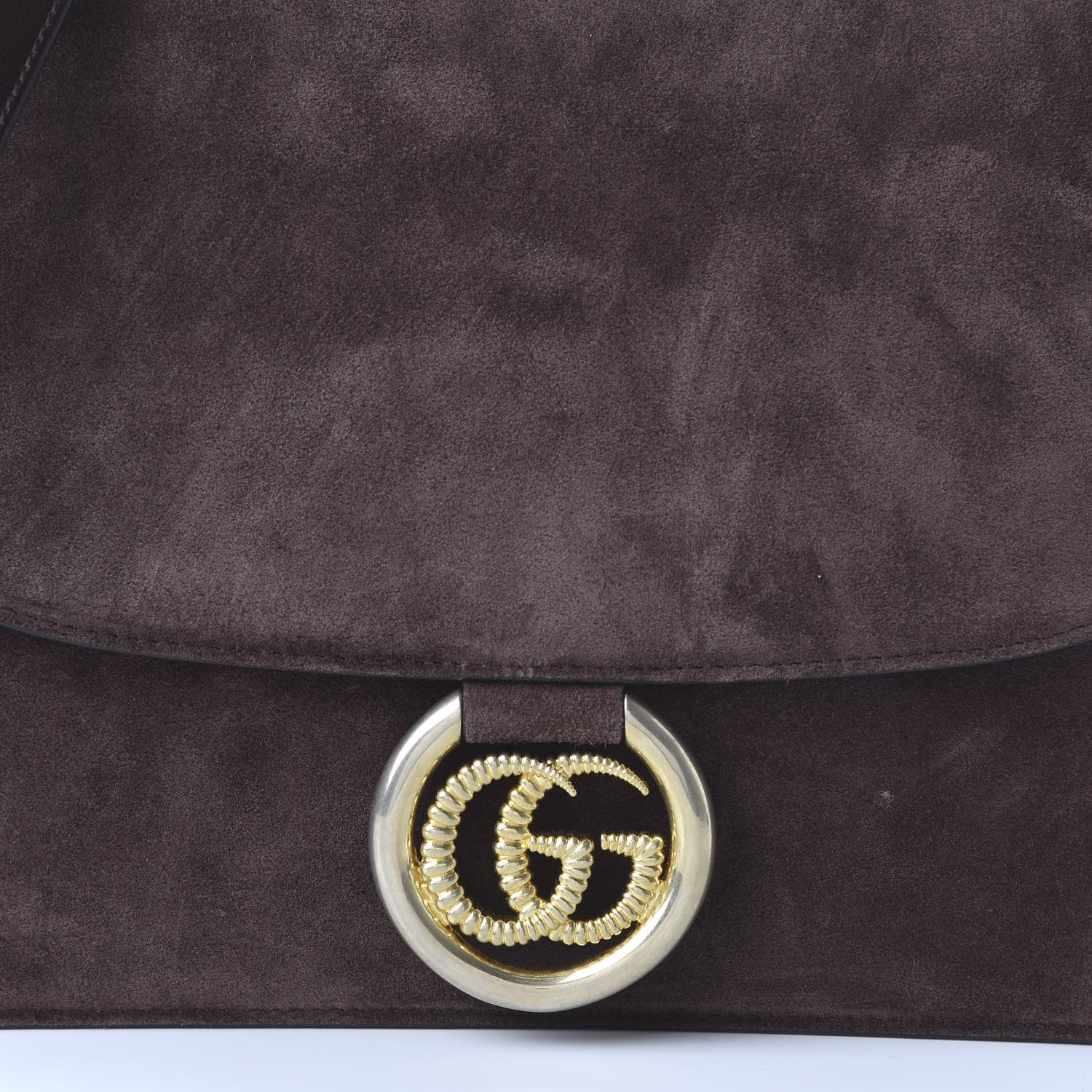 Gucci Suede Medium Torchon GG Ring Shoulder Bag Reflex Brown 10 of 10