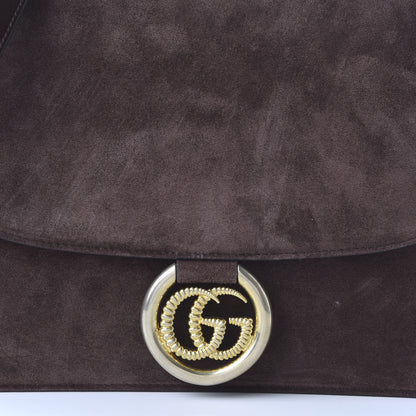 Gucci Suede Medium Torchon GG Ring Shoulder Bag Reflex Brown 10 of 10