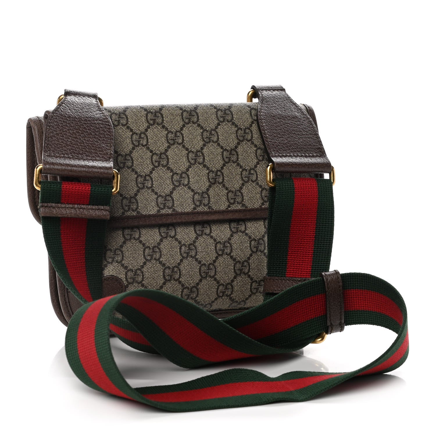 Gucci GG Supreme Monogram Web Small Neo Vintage Double Flap Messenger Bag Beige New Acero 4 of 28