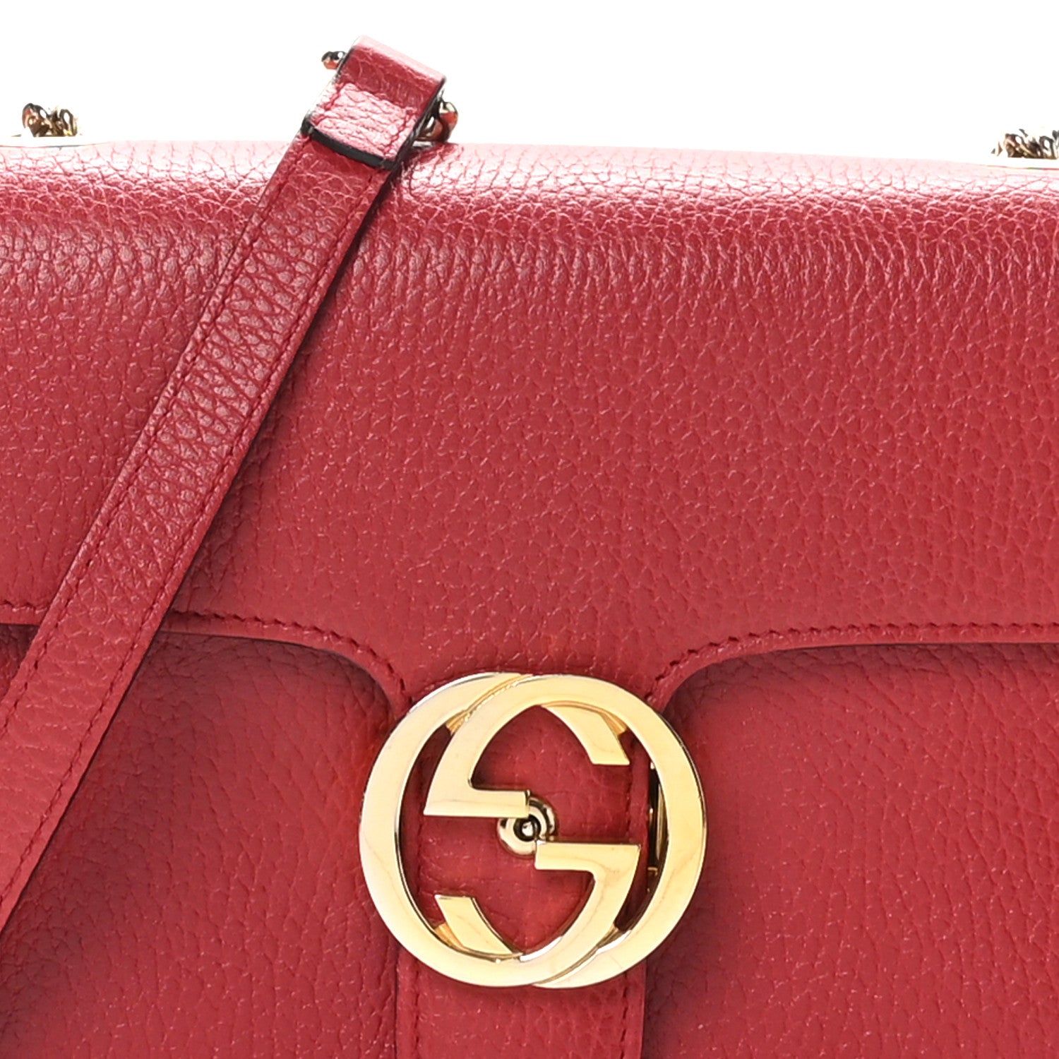 Gucci Dollar Calfskin Small Interlocking G Shoulder Bag Red 8 of 10