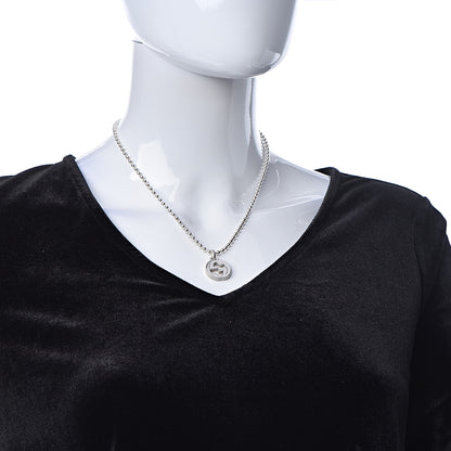 Gucci Sterling Silver Interlocking GG Pendant Beaded Necklace 2 of 8