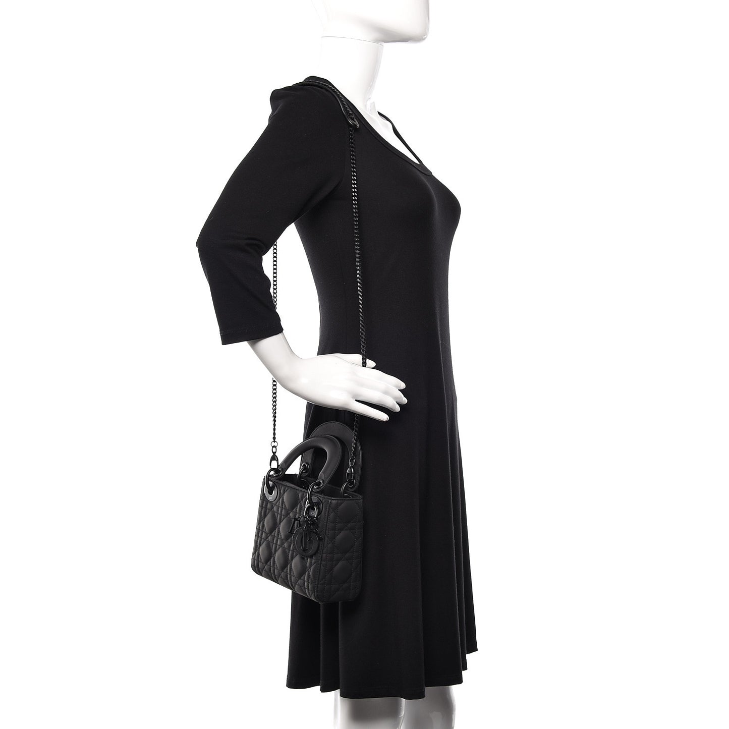 Ultra Matte Calfskin Cannage Mini Lady Dior Black