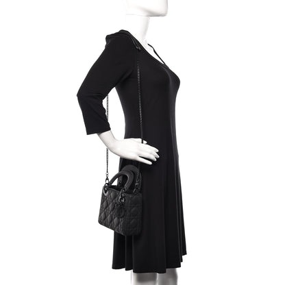Christian Dior Ultra Matte Calfskin Cannage Mini Lady Dior Black 2 of 11