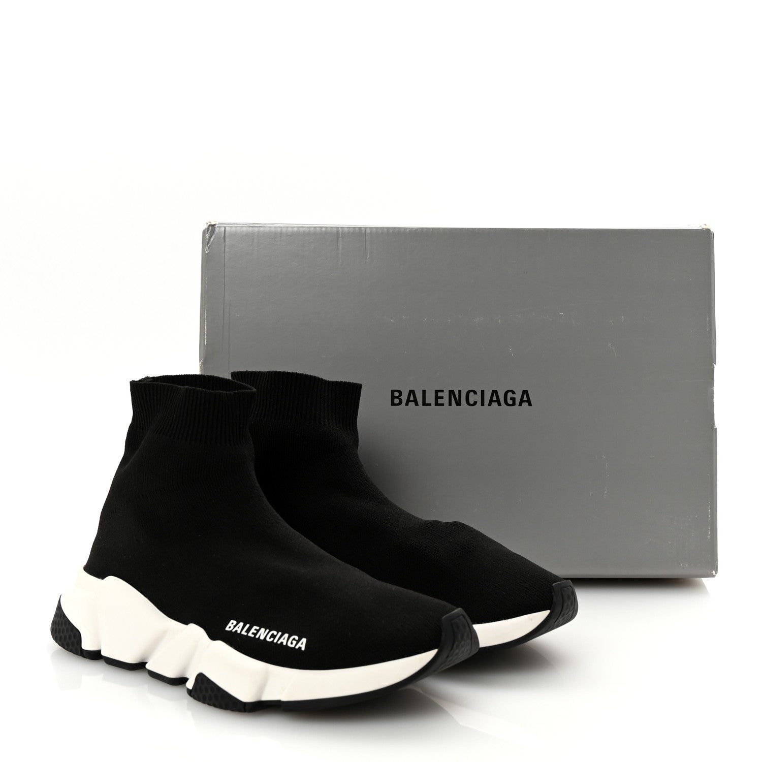Balenciaga Neoprene Knit Womens Speed Sneakers 37 Black White 10 of 10