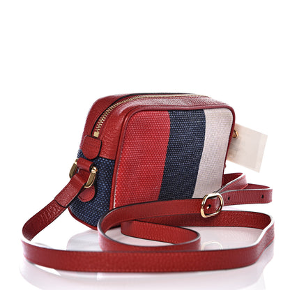 Gucci Canvas Sylvie Stripe Mini Ophidia Camera Bag Mystic White Hibiscus Red Maritime 2 of 9