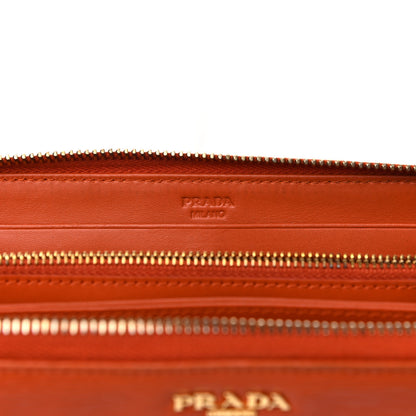 Prada Vitello Move Zip Around Wallet Papaya 6 of 11