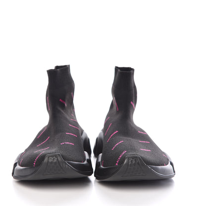 Balenciaga Neoprene Knit Allover Logo Womens Speed Sneakers 39 Black Fuchsia 2 of 7