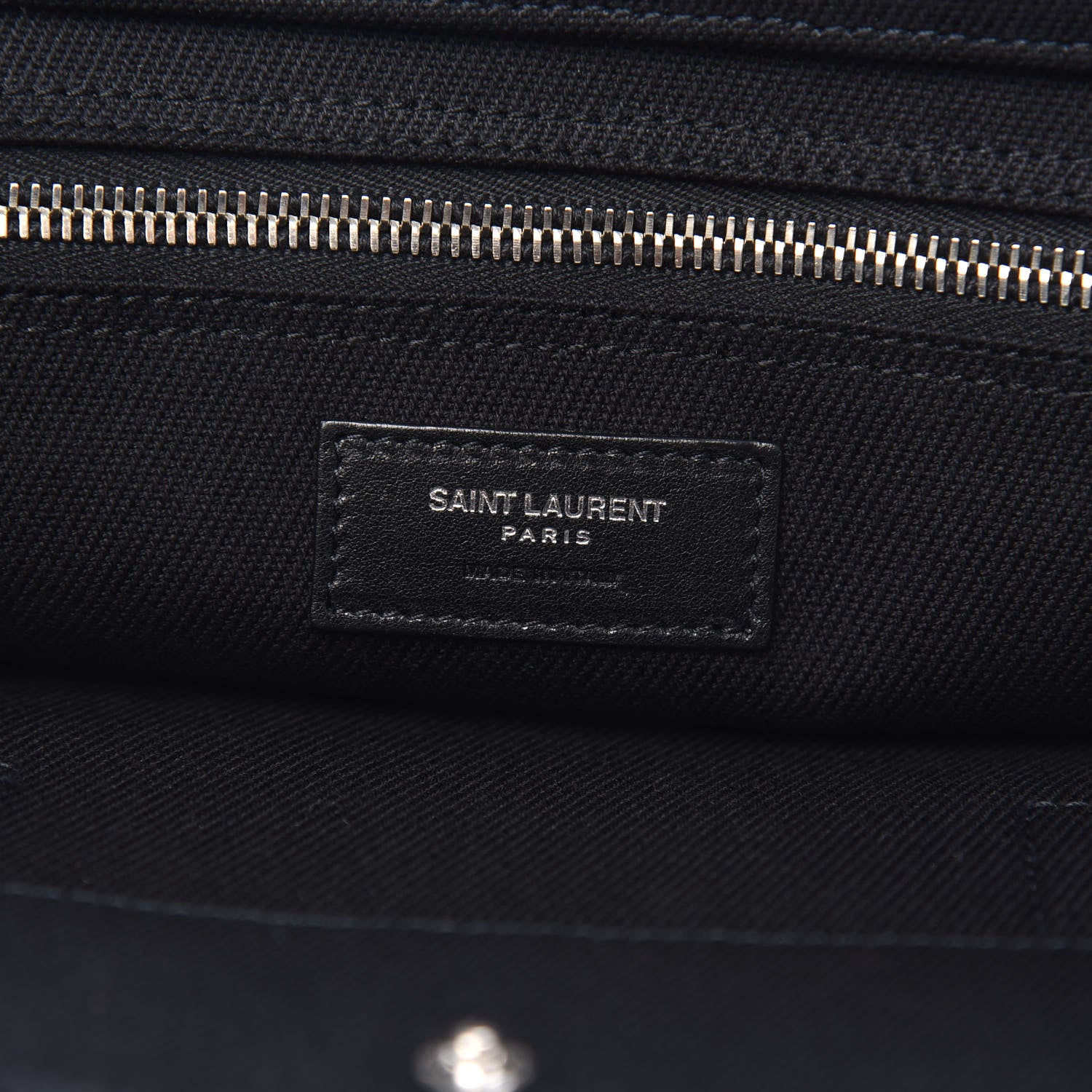 Saint Laurent Linen Calfskin Rive Gauche Tote Black 6 of 9
