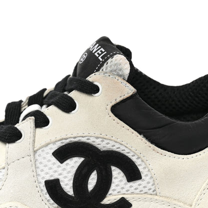 Chanel Mesh Suede Grained Calfskin Womens CC Sneakers 38 Black White 8 of 8