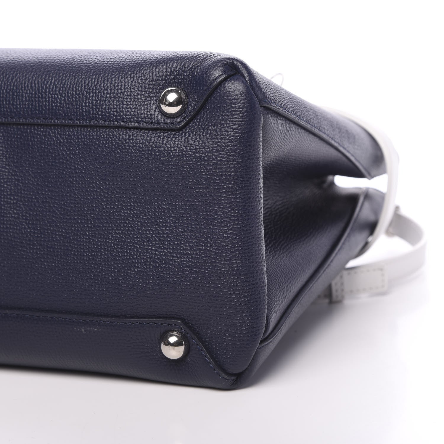Burberry Derby Calfskin House Check Medium Bi-Color Banner Tote Regency Blue White 9 of 10