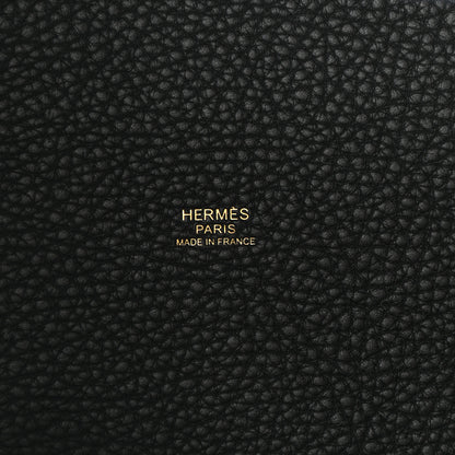 Hermes Taurillon Clemence Casaque Picotin Lock 22 MM Vert Cypres Bleu Nuit Black 6 of 11