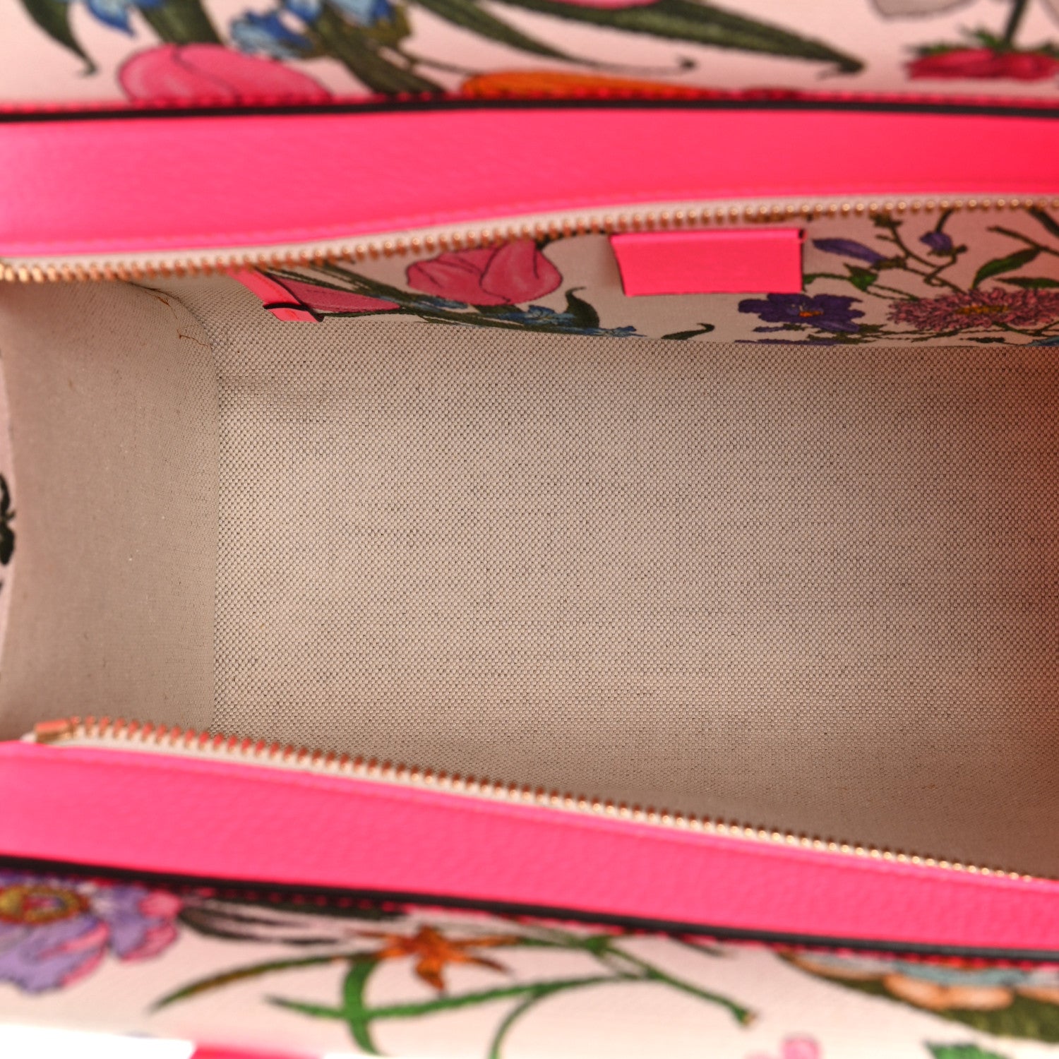 Gucci Canvas Medium Flora Tote Fuchsia 5 of 15