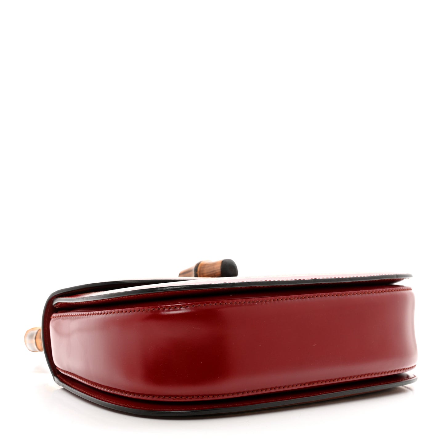 Calfskin Frame Print Bamboo 1947 Top Handle Bag Red Gold