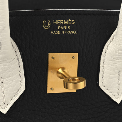 Hermes Togo Horseshoe Birkin 25 Black Craie 6 of 16