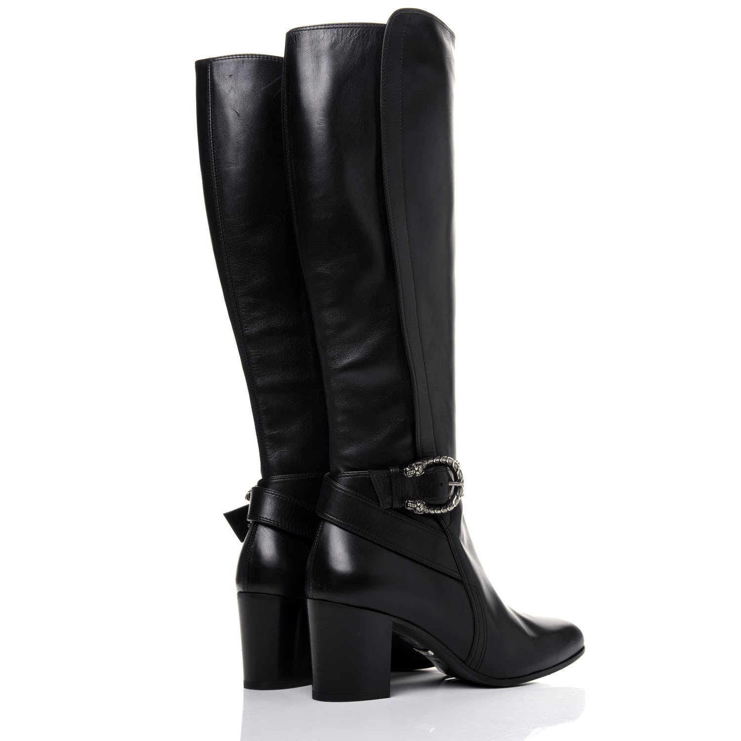 Gucci Calfskin Dionysus Elizabeth Knee High Boots 38 Black 4 of 17